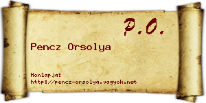 Pencz Orsolya névjegykártya